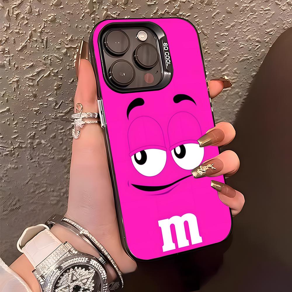 Custodia per Telefono al Cioccolato M&MS Per IPhone17 Air 16 15 14 Plus 13 12 11 Pro XS Max Bumper Case Argento Nero