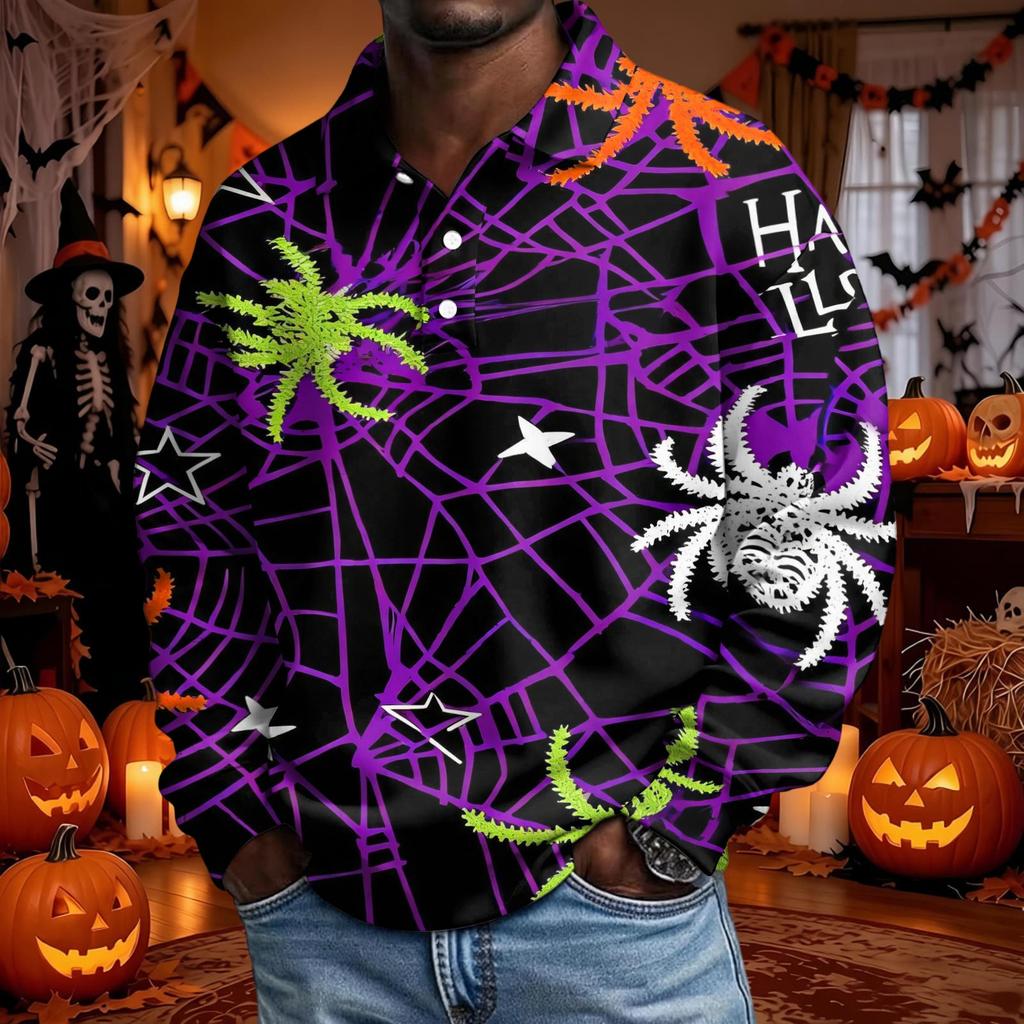 Men's Long Sleeve Button Down Shirt for Halloween - Stylish Casual Top