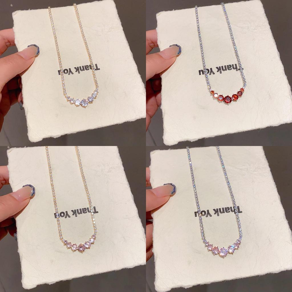 Geometric Zircon Pendant Necklace For Women With Elegant Lock Chain Fashion Jewelry