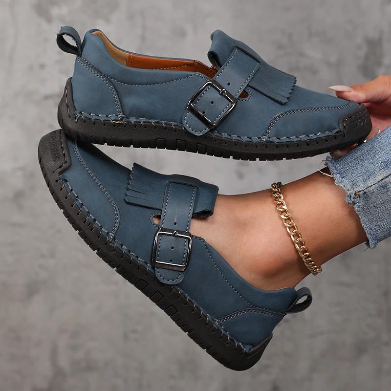 Damen Handgefertigte Leder Slipper Weichsohlige Römische Atmungsaktive Retro Mokassins Laufschuh Sommer Direktverkauf Luxus Damen Schuhe