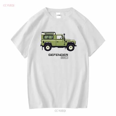 LR Defender 90 Inspired Cotton T Shirt Long or Short Sleeves Vintage Washed Breathable Casual Top For Everyday Wear Slightly