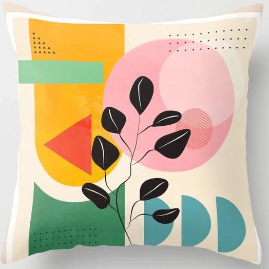 Student Lunch Break Pillow Bedroom Bedside Back Pillow Plant Flower Print Pillow Case Sofa Cushion