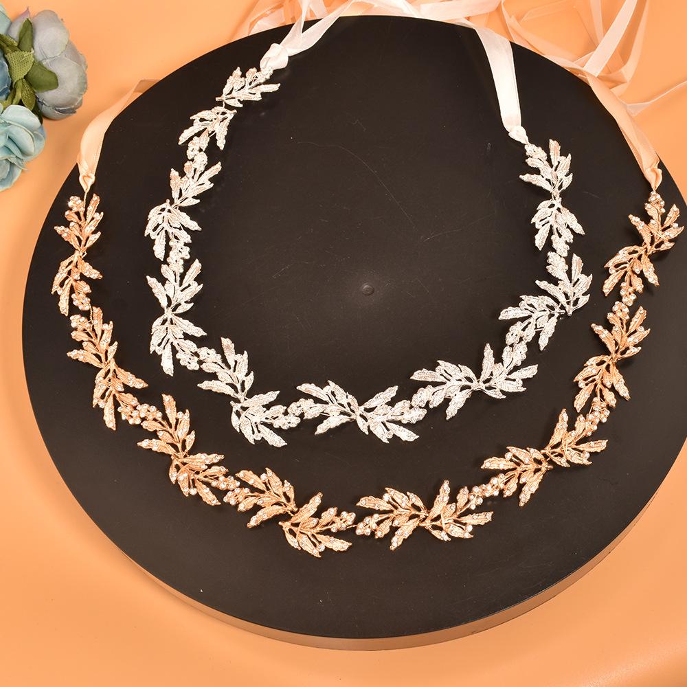 Bridal Hair Band, Hand-Woven Alloy Leaves Heavy Industry Disc Hair Headband Wedding Dress Belt Dz220