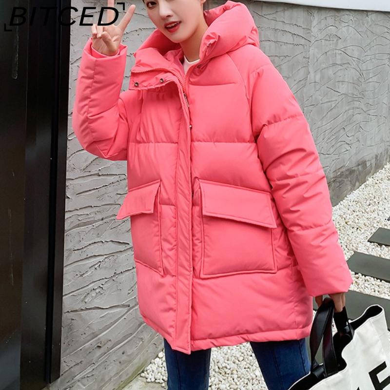 BITCED Women's Mid-Length Winter Waist-Defining Thickened Cotton Coat, Padded Jacket