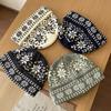 Cold-proof and Warm Retro Pattern Wool Blended Woolen Hat for Women Korean Style Large Head Circumference Knitted Hat for Men