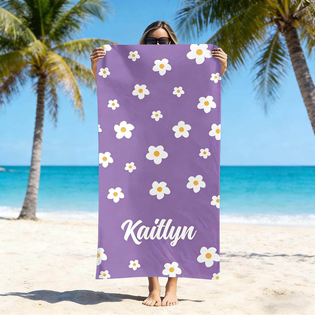 Personalisierbares Strandtuch mit individuellem Namen/Logo, Mikrofaserhandtuch, dünn, schnell trocknend, saugfähig für Strand, Schwimmen, Yoga, Bad, Sport
