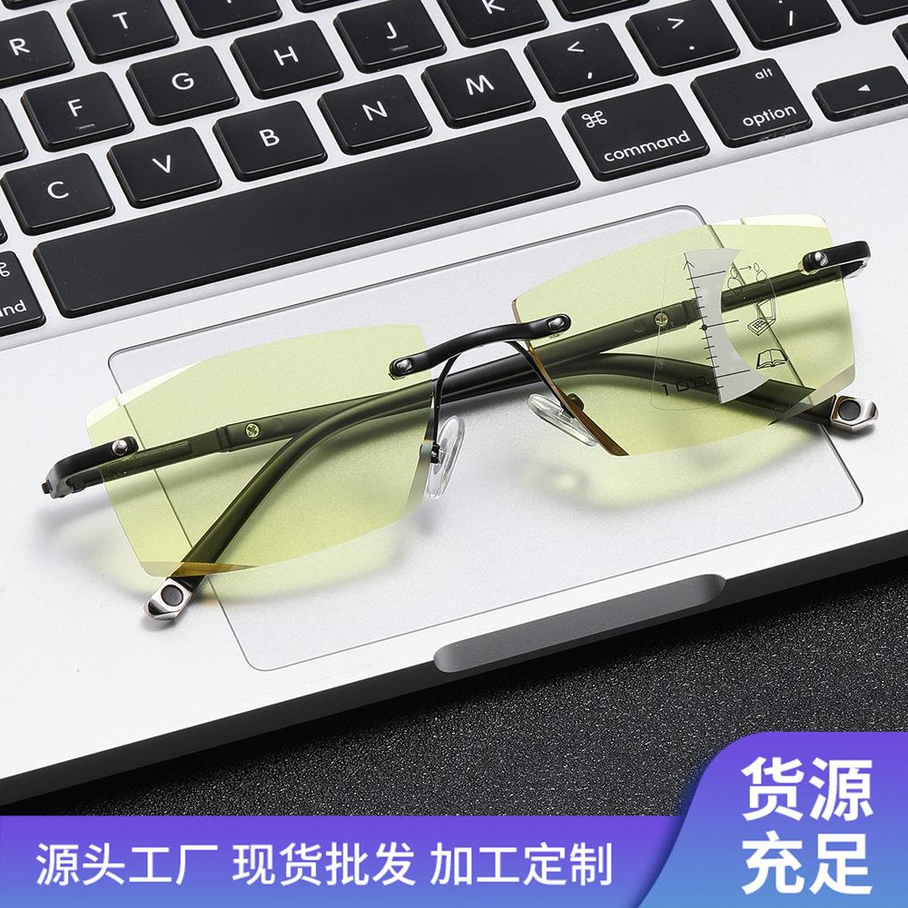Progressive Multi-Focus Color-Changing Reading Glasses High Definition Anti-Blue Business Men'S Far And Near Reading Glasses