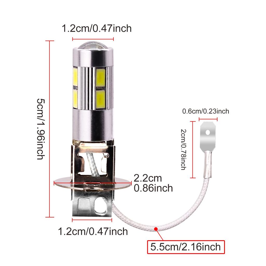 Biqing H3 LED Bulb Car LED Fog Light Bulbs Super Bright 10SMD 6000K Driving Bulb Daytime Running Lamp (2pcs)