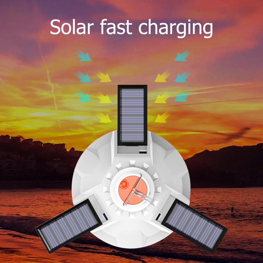 Solar LED Portable Lantern Multifunctional with Hook Decorative Hanging Lights Waterproof USB Rechargeable for Outdoor Equipment