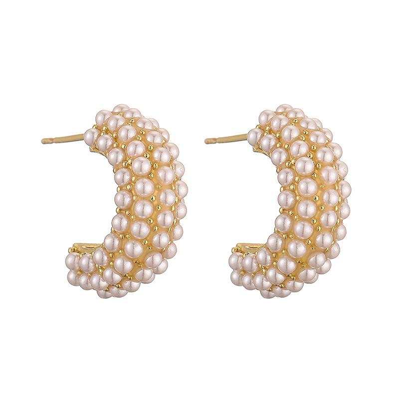 Hot Sale Luxury Jewelry Pearl C-shaped Earrings Korean Fashion Design Women's Earrings