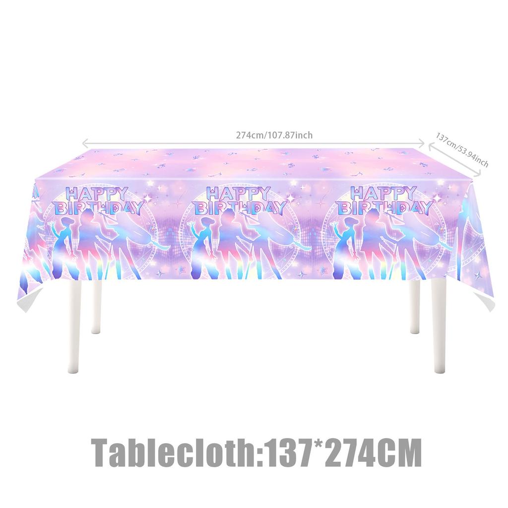 Pink and Purple Theme Children's Birthday Party Tableware Set  Cups and Plates Paper Tablecloth Baby Shower Party Supplies