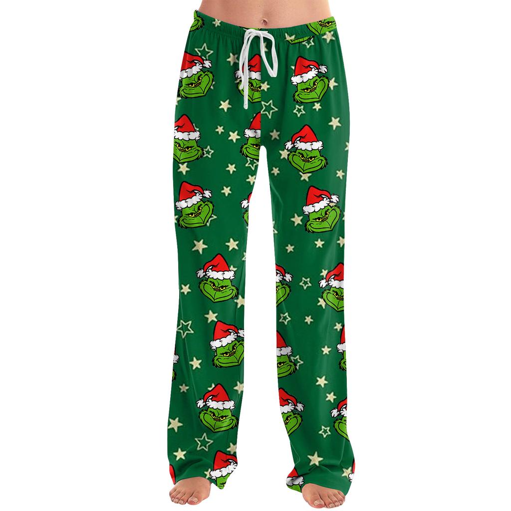 Damen Pyjamahose Nachtwäsche Lässige Hose mit Kordelzug und elastischer Taille Bequeme gerade lockere Yogahose