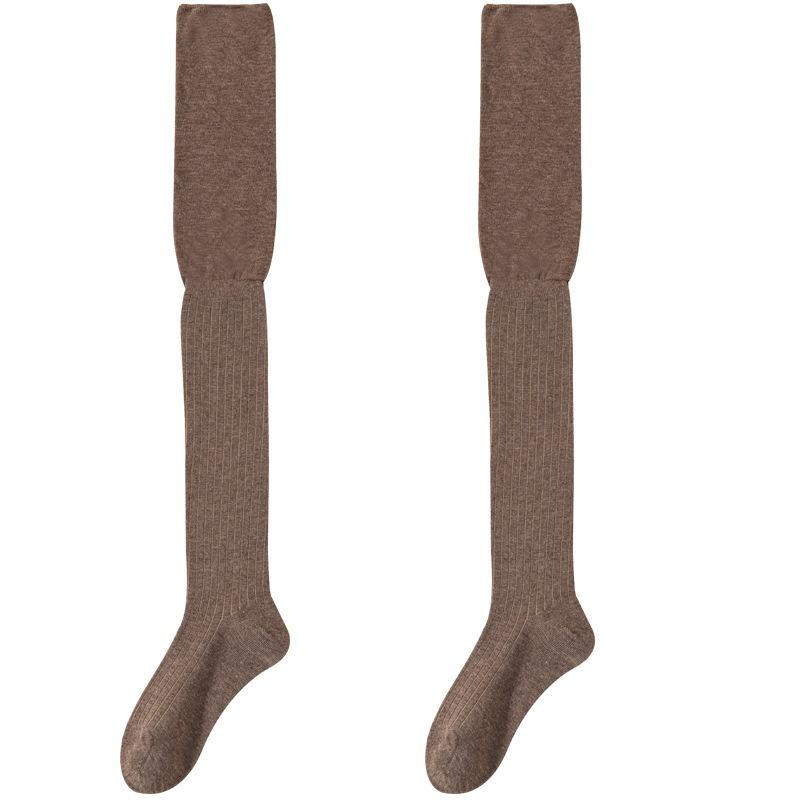 Socks for Women In Spring and Autumn, Knee-high Pile Socks, Solid Color Loose Thigh-high Socks, High-top Cotton Socks