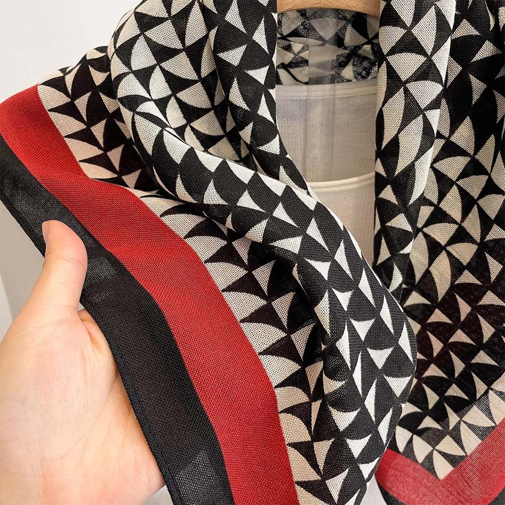 Simple H letter plaid square scarf femininity simple and elegant versatile silk scarf decorative scarf neck shawl multi-purpose