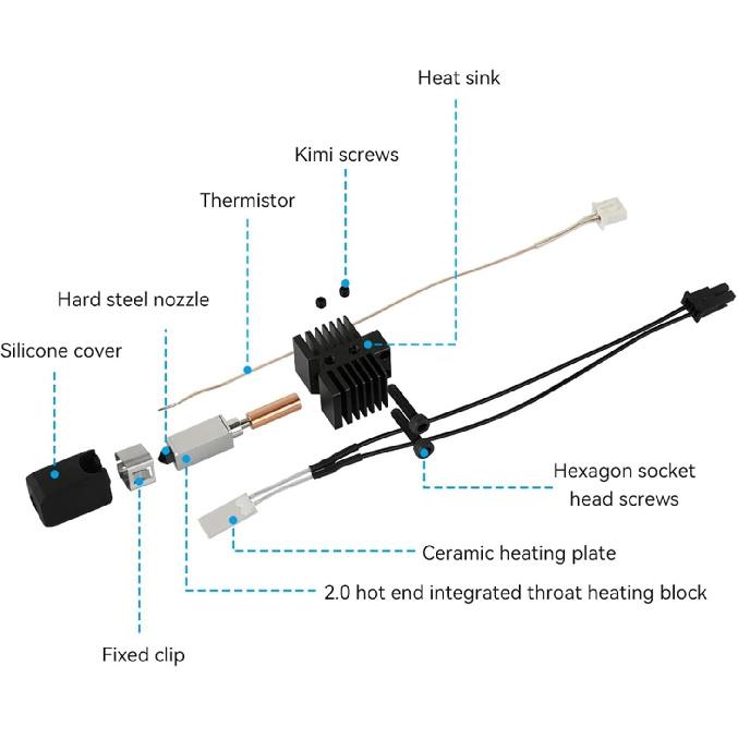 Upgrade Hotend for Qidi X Plus 3 / X Max 3 / X for Smart 3 / Q1 Pro 3D Printer Accessories Hotend