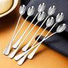 6Pcs Stainless Steel Long-Handled Ice Teaspoon Coffee Spoon Ice Cream Stirring Spoon Dishwasher Safe Kitchen Accessories Tableware Set4