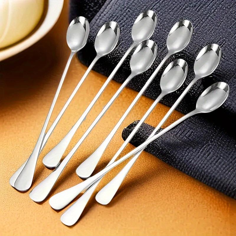 6Pcs Stainless Steel Long-Handled Ice Teaspoon Coffee Spoon Ice Cream Stirring Spoon Dishwasher Safe Kitchen Accessories Tableware Set4