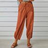 Spring and Summer Loose-fitting High-waist Button Cotton and Linen Pants Nine-point Pants Wide-leg Women's Pants