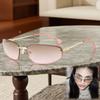 Summer New Elliptical Frameless Women'S Sunglasses Retro Ultra Light Neutral Advanced Show Temperament Sunscreen Sunglasses