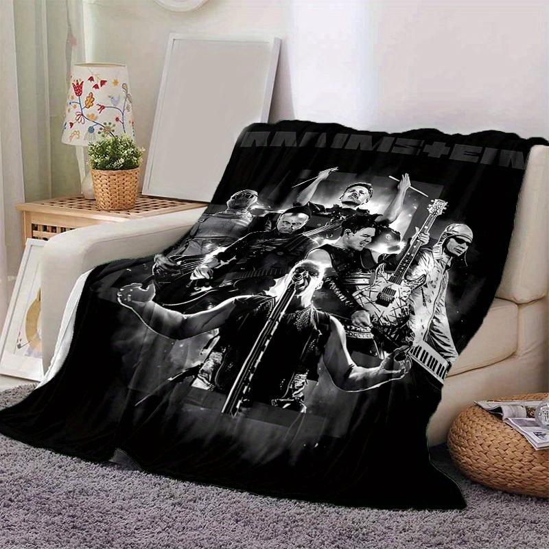 1pc Rammstein-Inspired Home Decor: Cozy Flannel Blanket, Perfect Gift for Bedroom, Living Room, Travel, Camping, Car, Beach, Office Naps, Ideal Sofa T