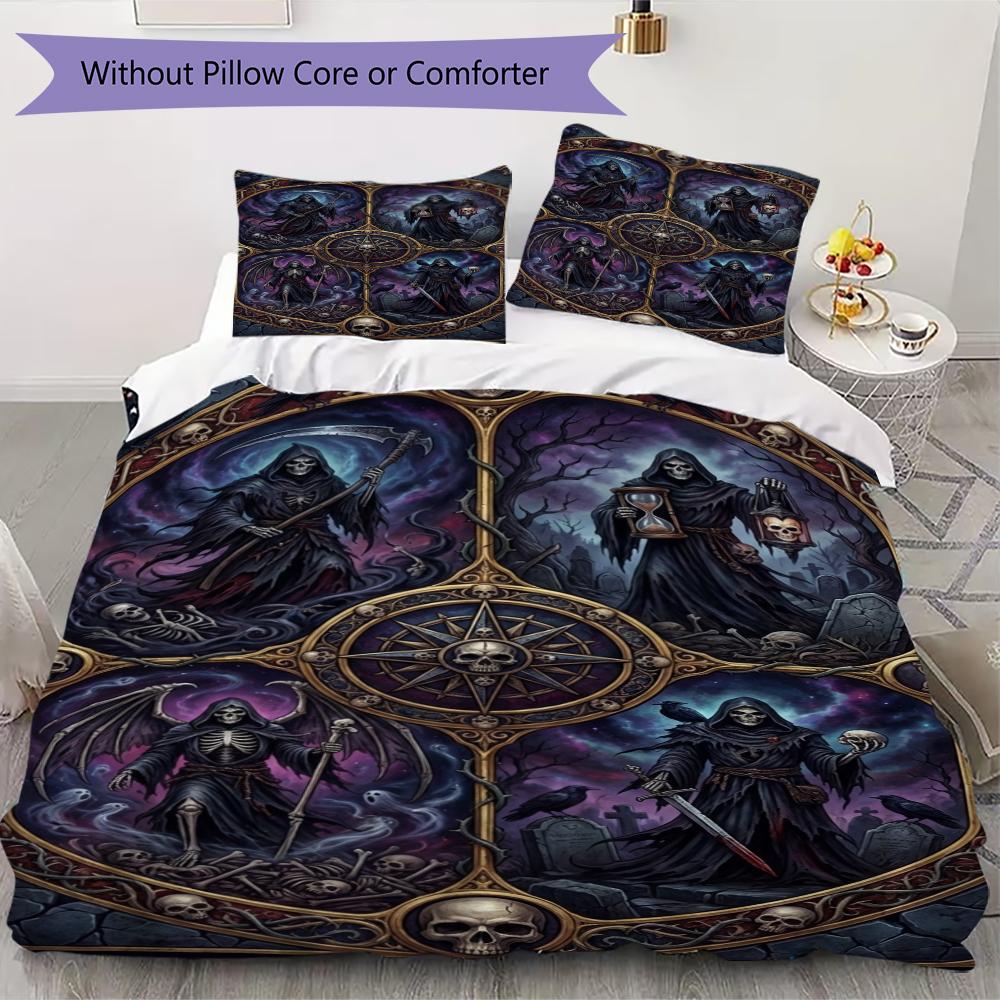 

Death Pattern Bedding uilt Set uilt Cover Pillowcase Home Decoration Birthday Gift (1 * duvet cover + 2 * pillowcase without core)155 135x200cm