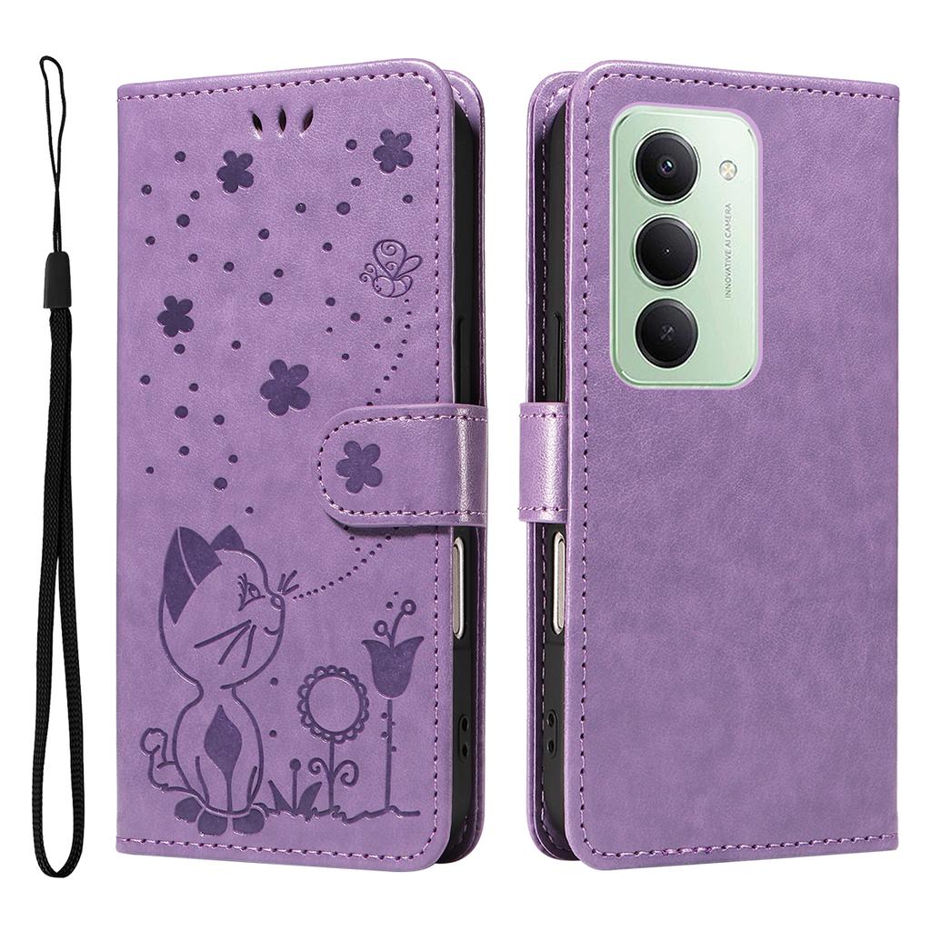 For Xiaomi Redmi 15 5G (Global) (169mm) Leather Wallet Case Cat Bee Pattern Phone Cover Stand