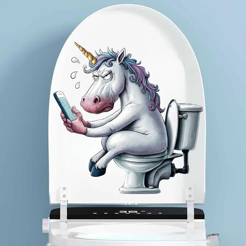 1 PC Funny Animal PVC Toilet Seat Stickers Monkey Zebra Giraffe Decals Waterproof Bathroom Wall Door Decor Creative Removable Decals