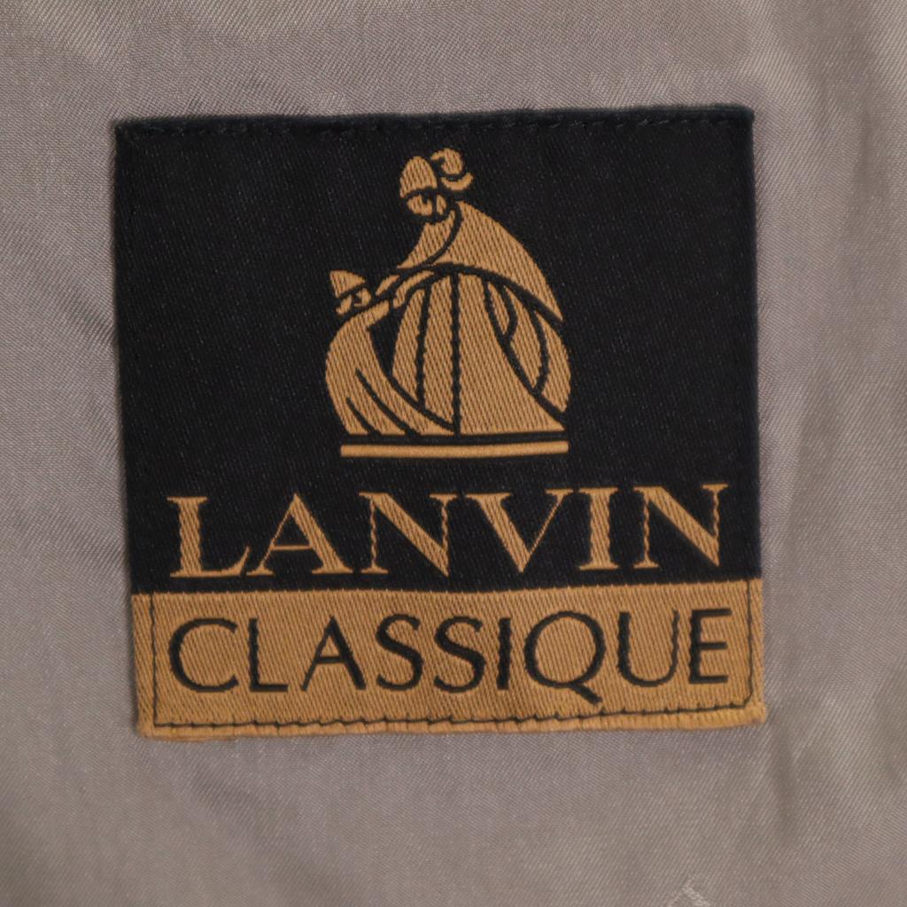 Lanvin 90s Wool Old Check Pattern Suit Setup ST50-56 Gray Men's Used