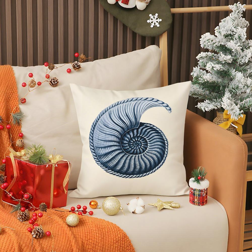 B-Blue Sea Creature Pillow Case Living Room Sofa Decorative Cushion Cover Simple Household Light Luxury Printed Pillow
