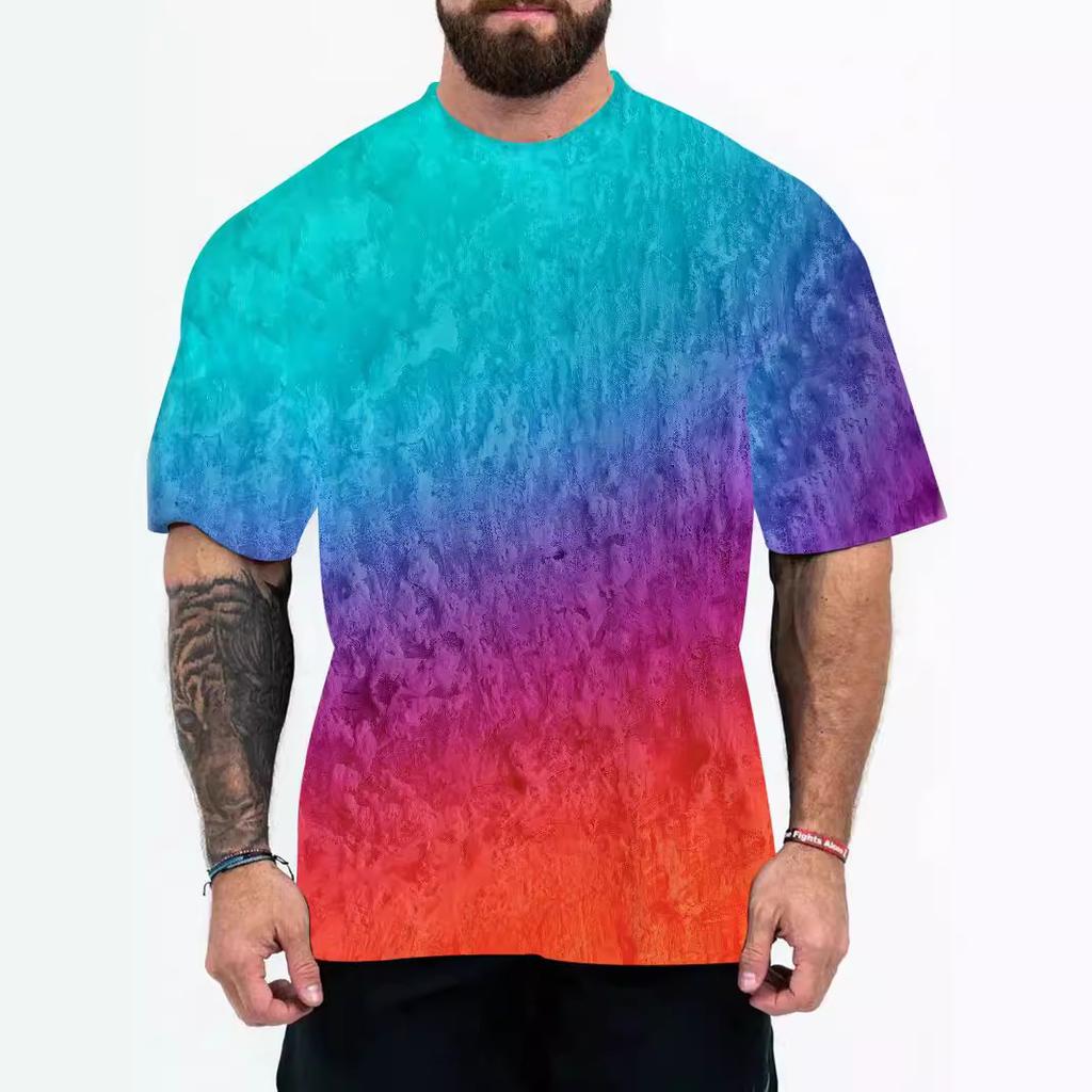 Summer New Men's 3D Abstract Printed Loose Men's Short Sleeved T-shirt