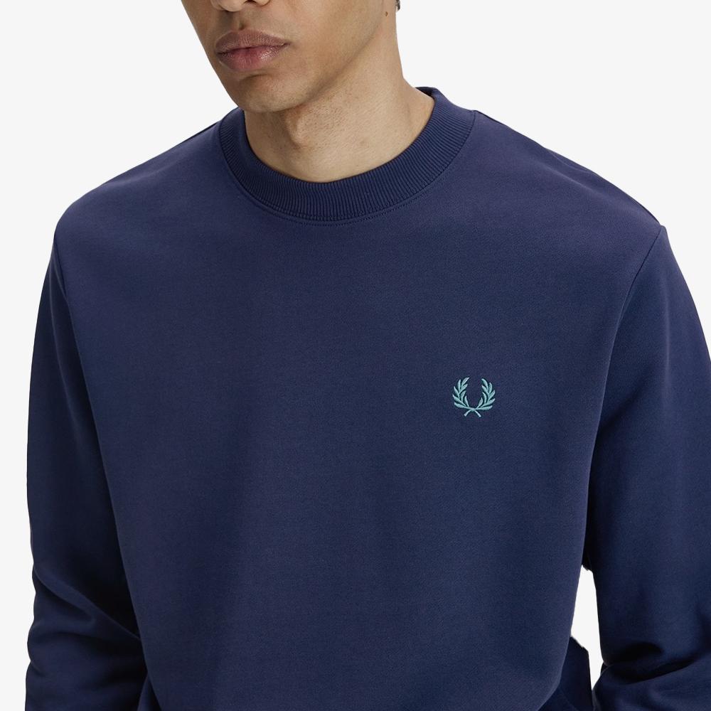 Fred Perry [Baseline] Crewneck Sweatshirt - Tennis Blue/Snow White/Deep Mint Afpm2617535-86A