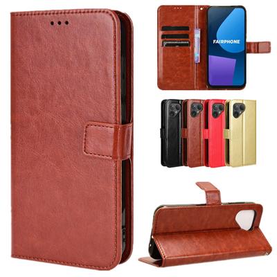 Leather Flip Case for Fairphone 5 Protective Cover Magnetic Wallet Card Slot Kickstand Shockproof Holder Business Full Protection Cover