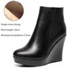 Damen Plateau Keilabsatz Stiefel Herbst Winter Schwarz Stiefeletten Für Frauen Hohe Absätze Damen Echtes Leder Schuhe Zippe