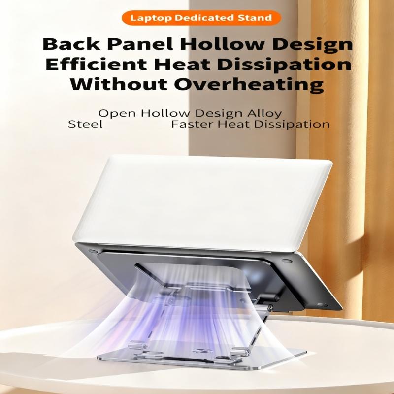 Adjustable Two Axises Laptop Cooling Stand Foldable Aluminum Alloy Frame 360 Swivels Base Ergonomic Desktop Suspension For 10 17" Devices