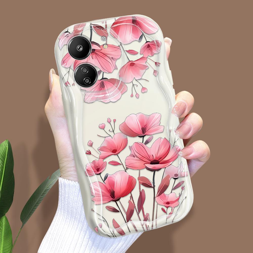Cute Cartoon Pattern Cream Texture Casing Wavy Edge Soft Silicone Cover Phone Case for Xiaomi Redmi