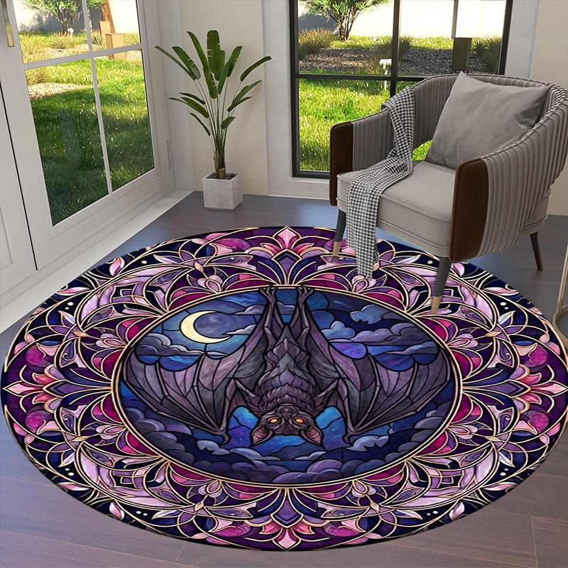 Bat Retro Round Area Rug,Carpet Rug for Living Room Bedroom Sofa Playroom Decor,Non-slip Floor Mat99