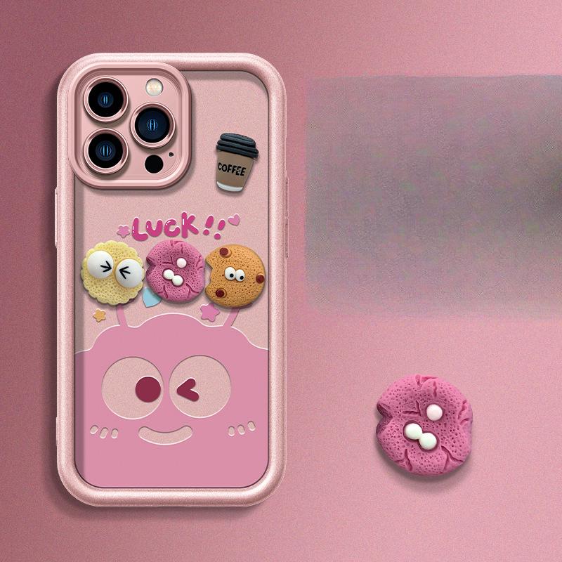 

Подставка-фигурка для кофе «Угольный шар» с ремешком подходит для iPhone 16, чехол для телефона 15, матовый силикон 14, полностью закрывающий 13 Redmi K60/K60Pro