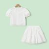 Girls' 2026 Summer Embroidered Cotton T-Shirt & Skirt Set