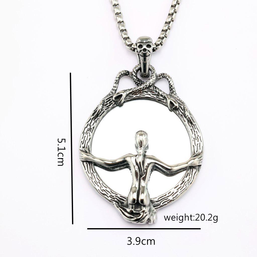 Nordic Retro Stainless Steel Men's Pendant Gothic Magic Mirror Necklace Pendant