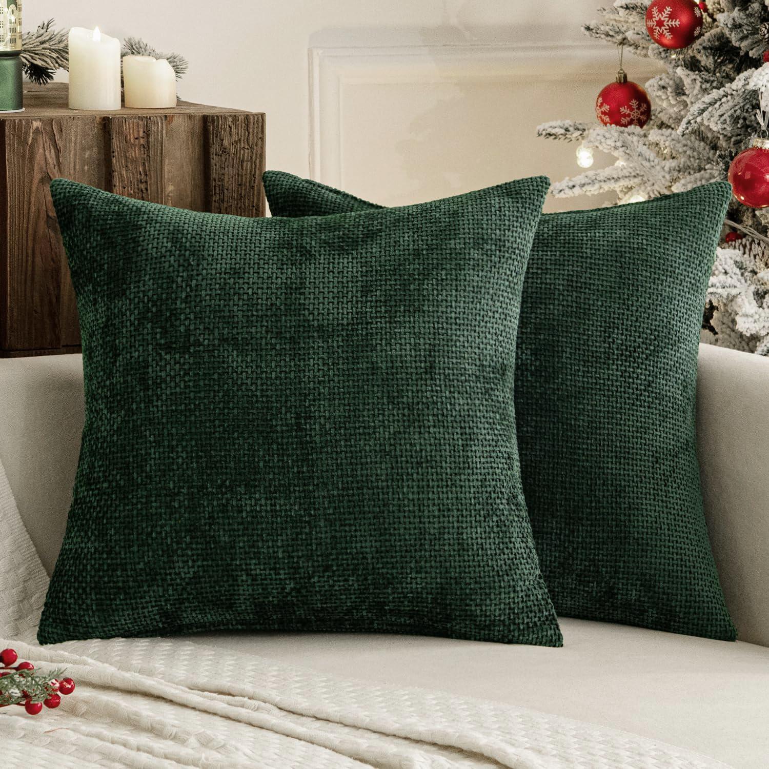 Groene Decoratieve Kussenhoezen Zachte Chenille Bank Plaid Kussens Boerderij Kussenhoes voor Huisdecoratie Bank Slaapkamer Woonkamer 45x45cm gray