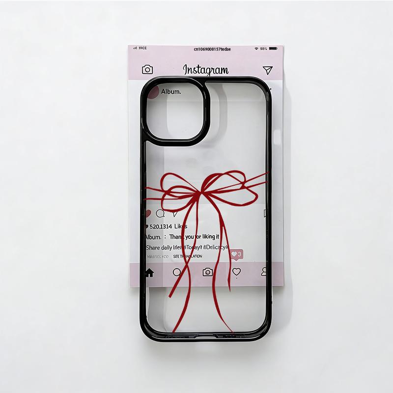 Cute Pink Ribbon Bow Phone Case for IPhone 17 Pro Max 13 15 14 11 12 16 Pro Max 16E XR 8 Plus Transparent Shockproof Cover Coque