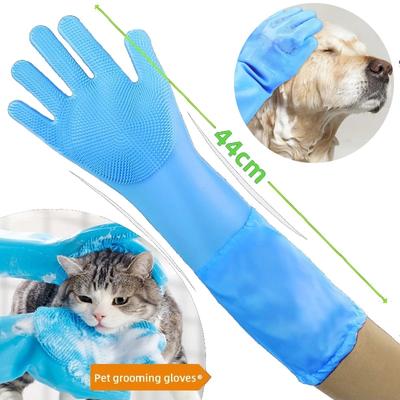 Husdjursvård Rengöringshandskar Hund Katt Badhandske Indirekt Schampo Gel Scrubber Ren Mjuk Silikon Handske Hand Hudskydd