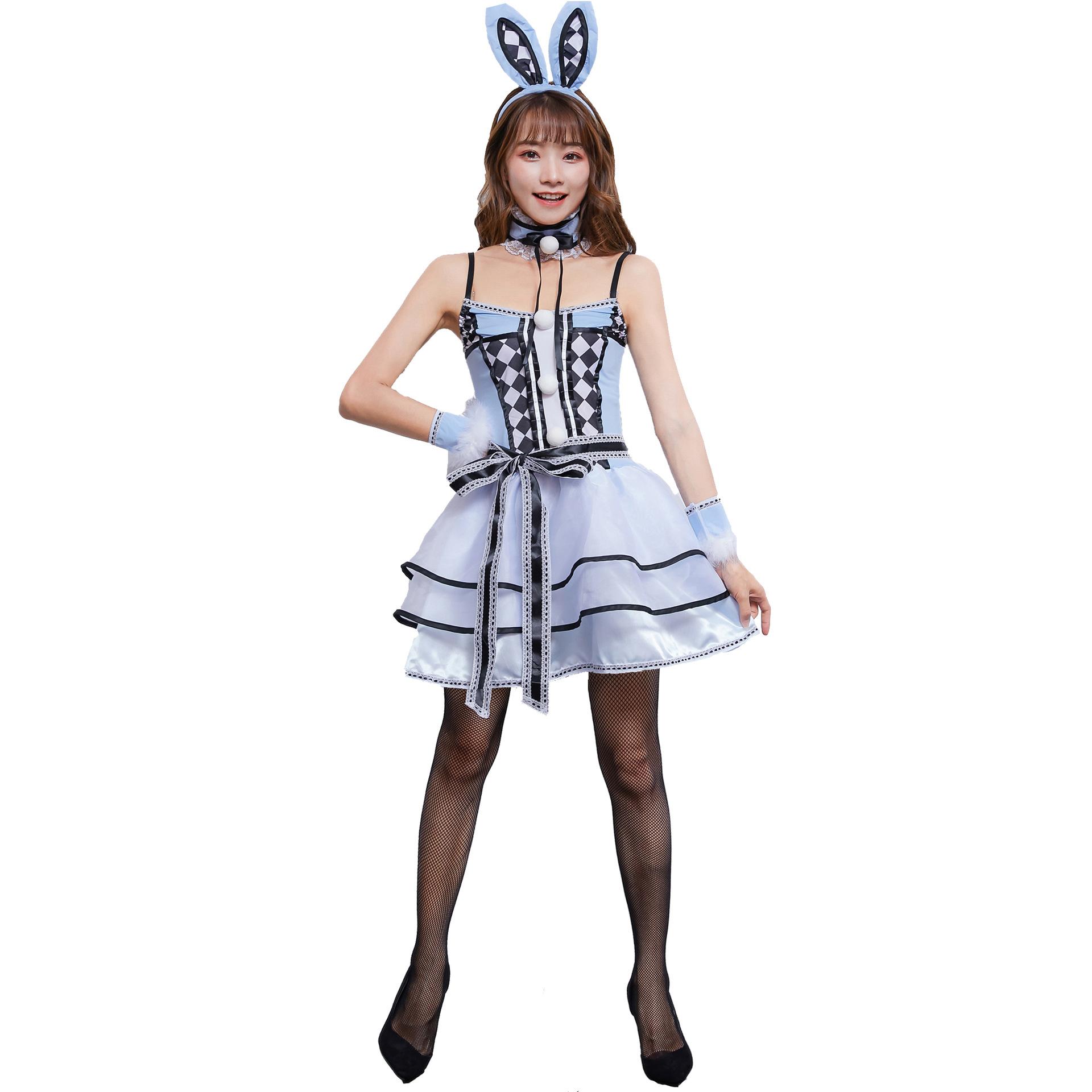 

Костюм на Хеллоуин милый клетчатый костюм кролика, игровая форма косплей косплей девушка-кролик M