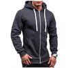 Men‘s  Color Zipper Pullover Long Sleeve Hooded Sweatshirt Tops Blouse