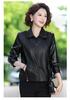 Stilvolle Faltenreduzierende Damen-Lederjacke mit kurzem Revers für Frühling und Herbst