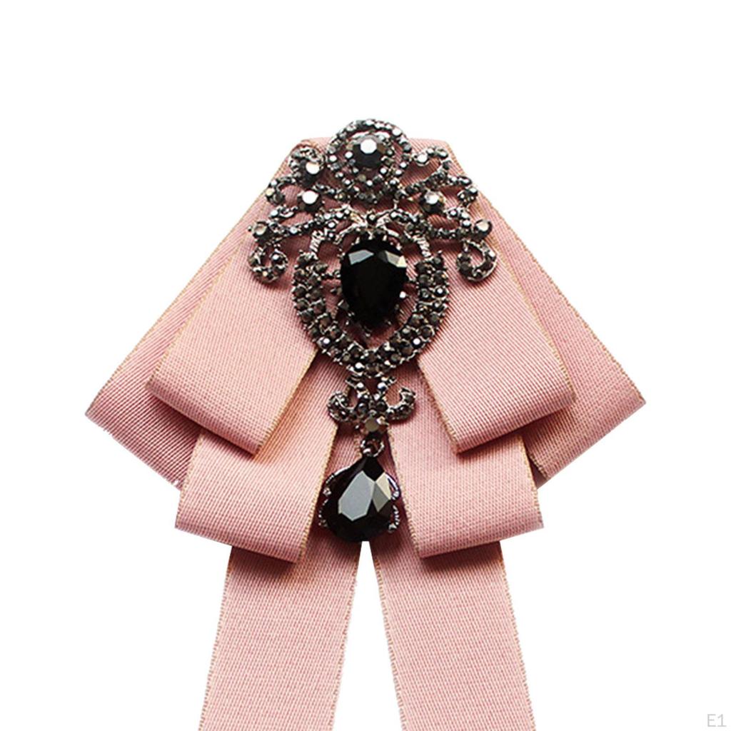 Bow Tie for Women Bowknot Necktie Vintage College Style Elegant Ribbon Formal Fashion Brooch Pin