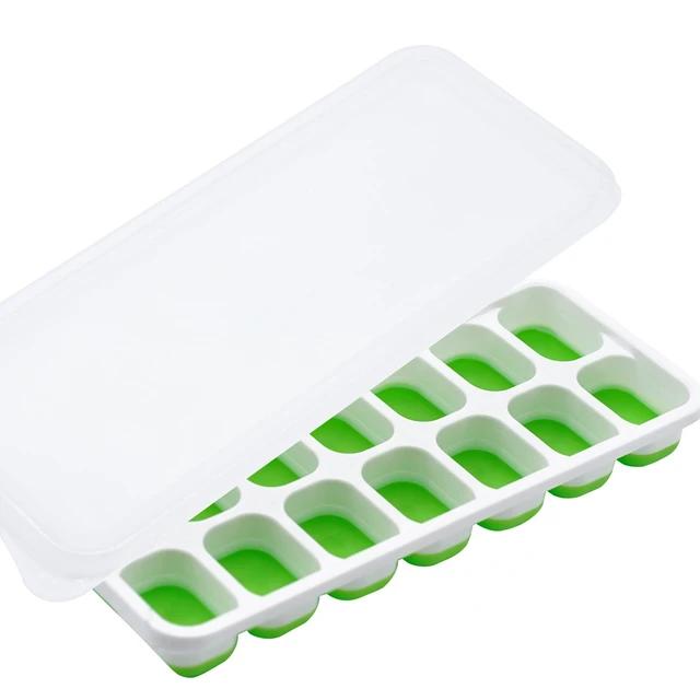 Ice Tray Silicone Mold with Covers Soft Bottom Silicone Easy Demolding Ice Mold Durable Bar Wine Ice Block Mechanism Ice Box