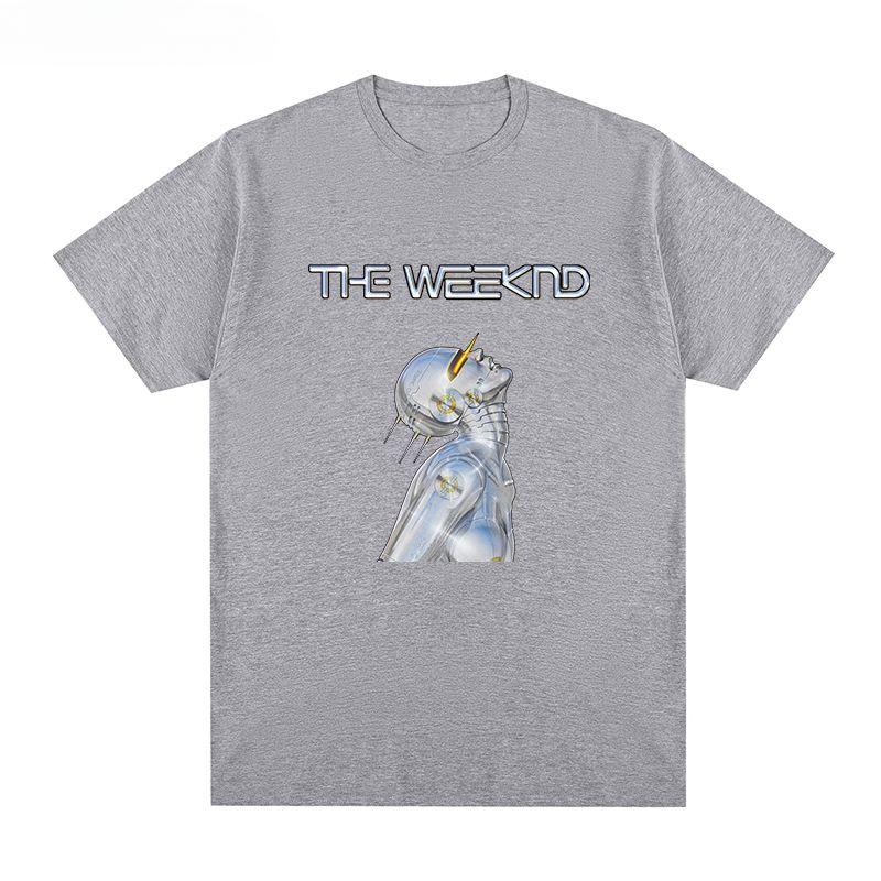 High Quality Fashion Loose The Weeknd Short Sleeve T-shirt Robot Empty Mountain Jime Hip Hop Hip Hop Teen Graffiti American