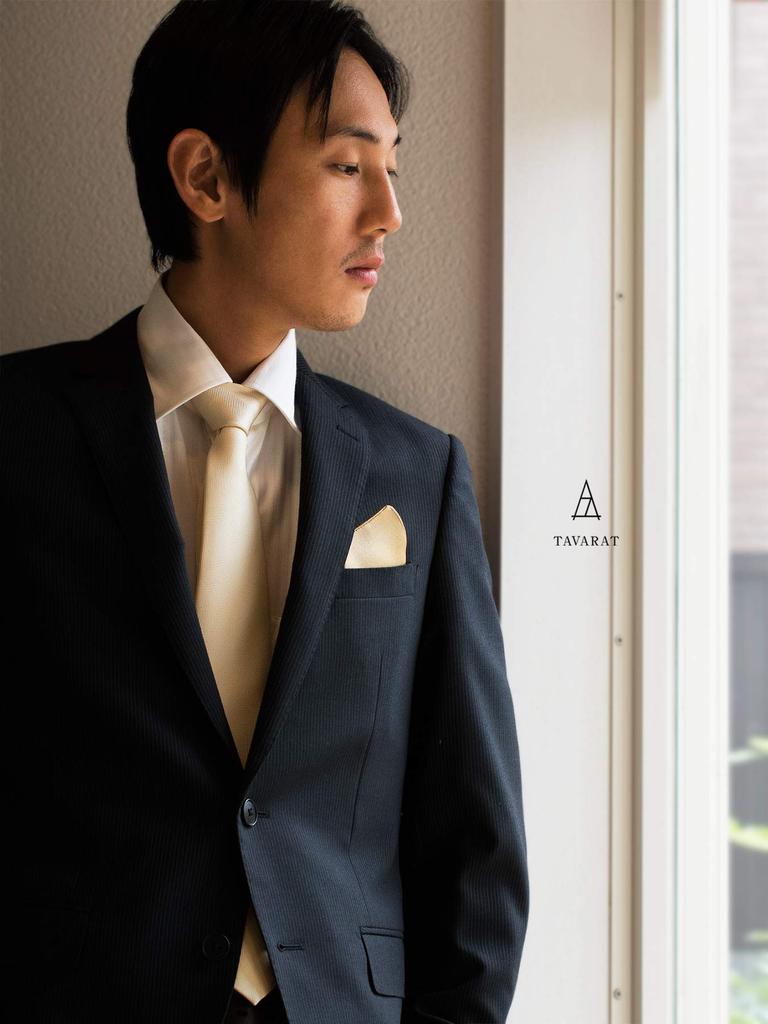 [TAVARAT] [Tavarat] Formal Silk Necktie, 100% Silk, Made in Japan, Nishijin Weave (Champagne Gold - Herringbone)