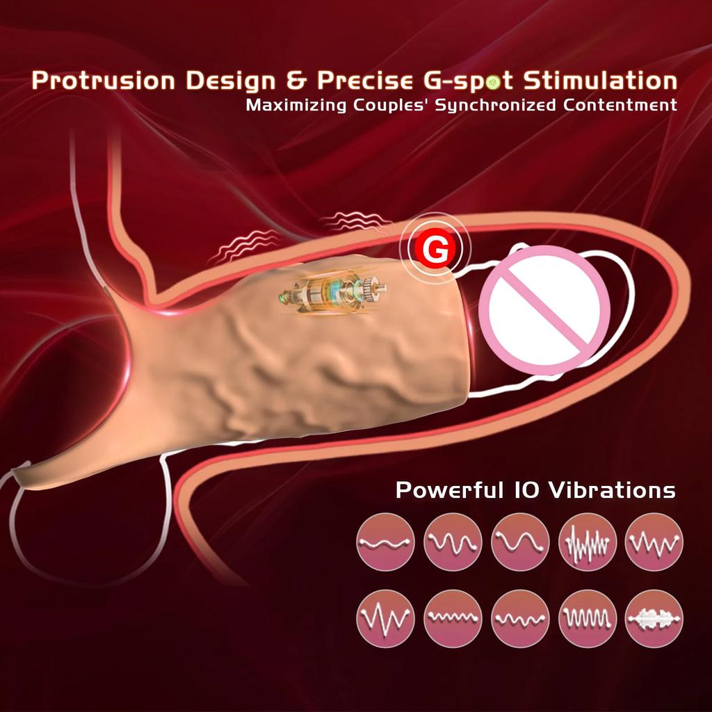 Vibrator Penis Sleeve Cock Ring Ejaculation Extender for Penis Testicles G Spot Stimulation Couples Adult Sex Toy for Men dildo
